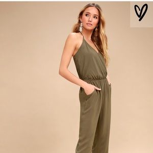 Lulus olive green  halter jumpsuit
